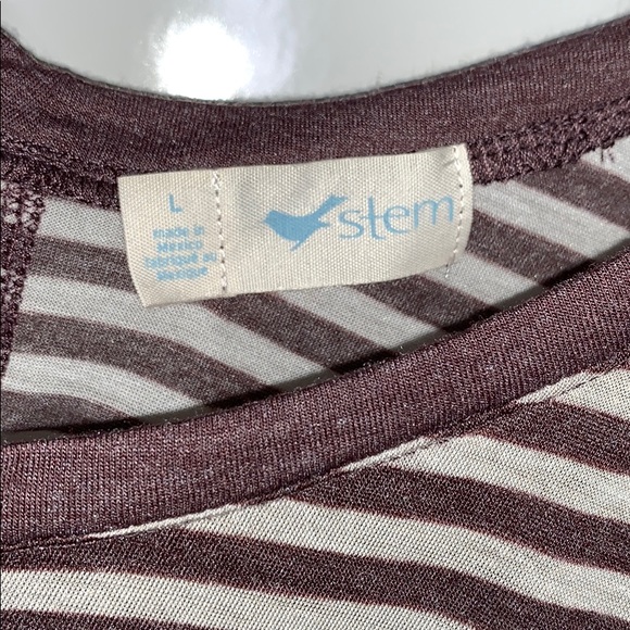 NWTs STEM • Stripe Maroon Long Sleeve V-Neck Tee - Picture 5 of 8